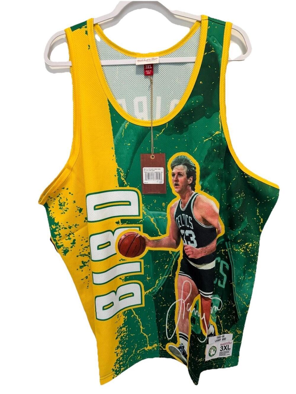 Men's Mitchell & Ness Larry Bird Kelly Green Boston Celtics 1985-86 Tank 3XL